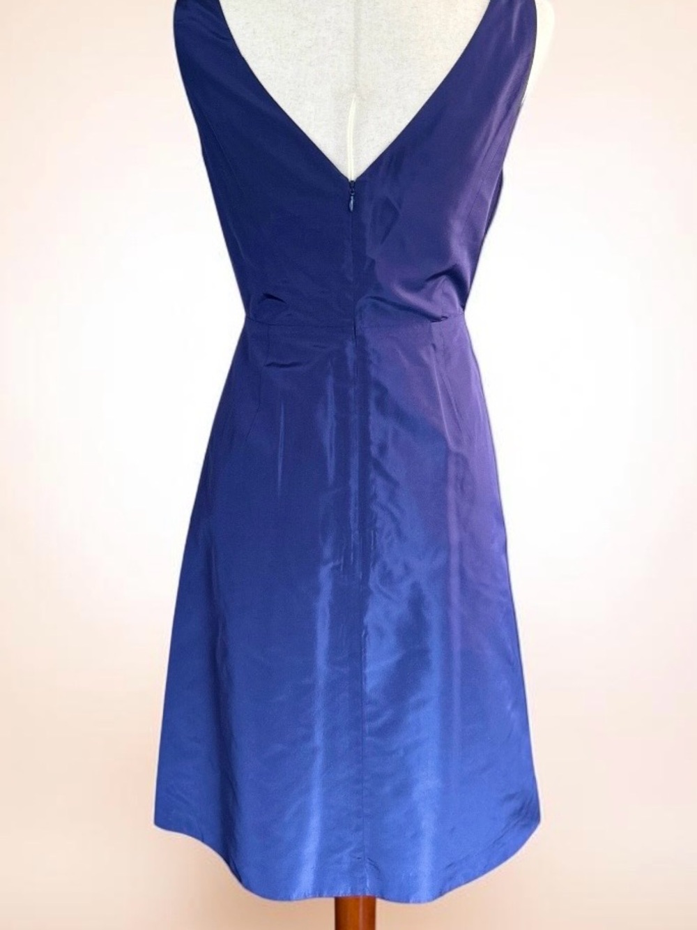 J.Crew Blue Silk Wrap Dress Size 8 Sleeveless V Neck Cocktail - Picture 2 of 4